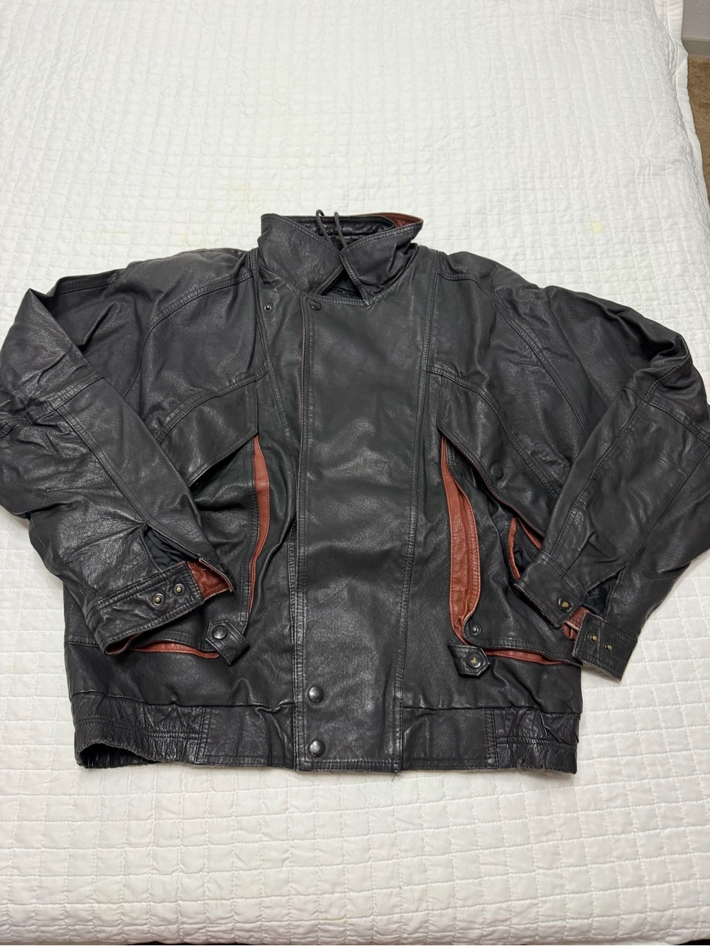 Viden Genuine Leather Black Brown Vintage Jacket Women’s L